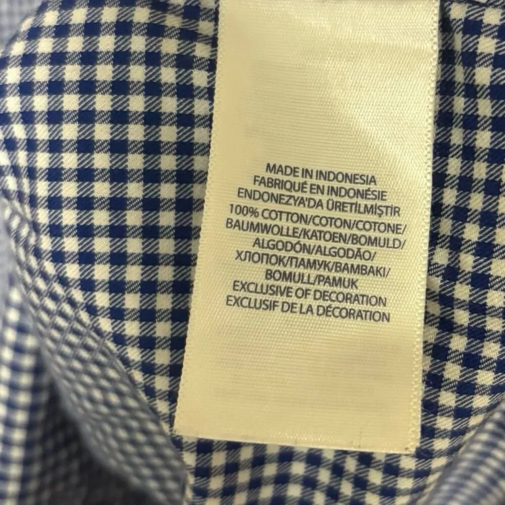 Ralph Lauren Blue And White Checkered Button Down Shirt Boys‎ Size XL